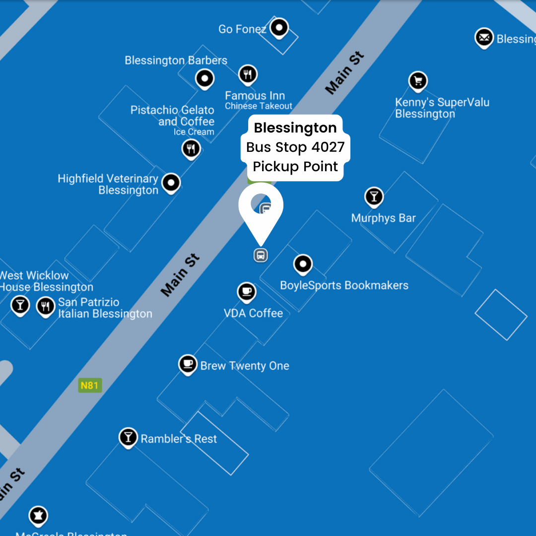 Blessington Bus Stop 4027 Pickup Point