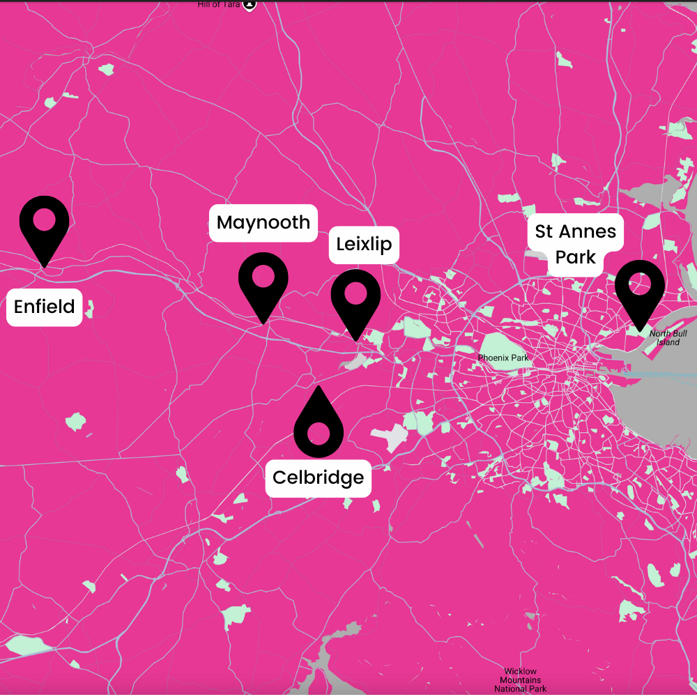 Overview of the Pink Bus Route to St Anne's Park