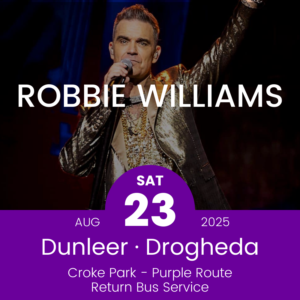 Purple bus route to Robbie Williams at Croke Park