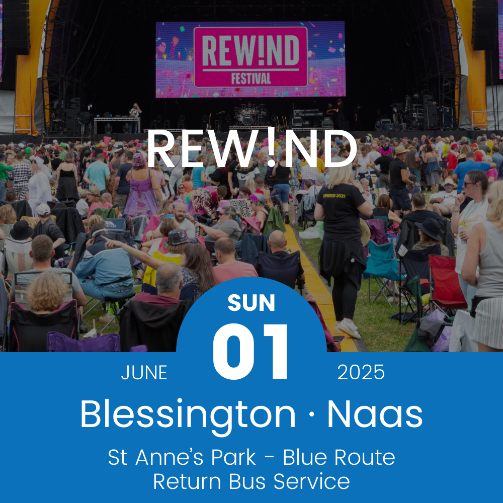 Rew!nd concert image and Blue Bus Route Details to St Anne's Park
